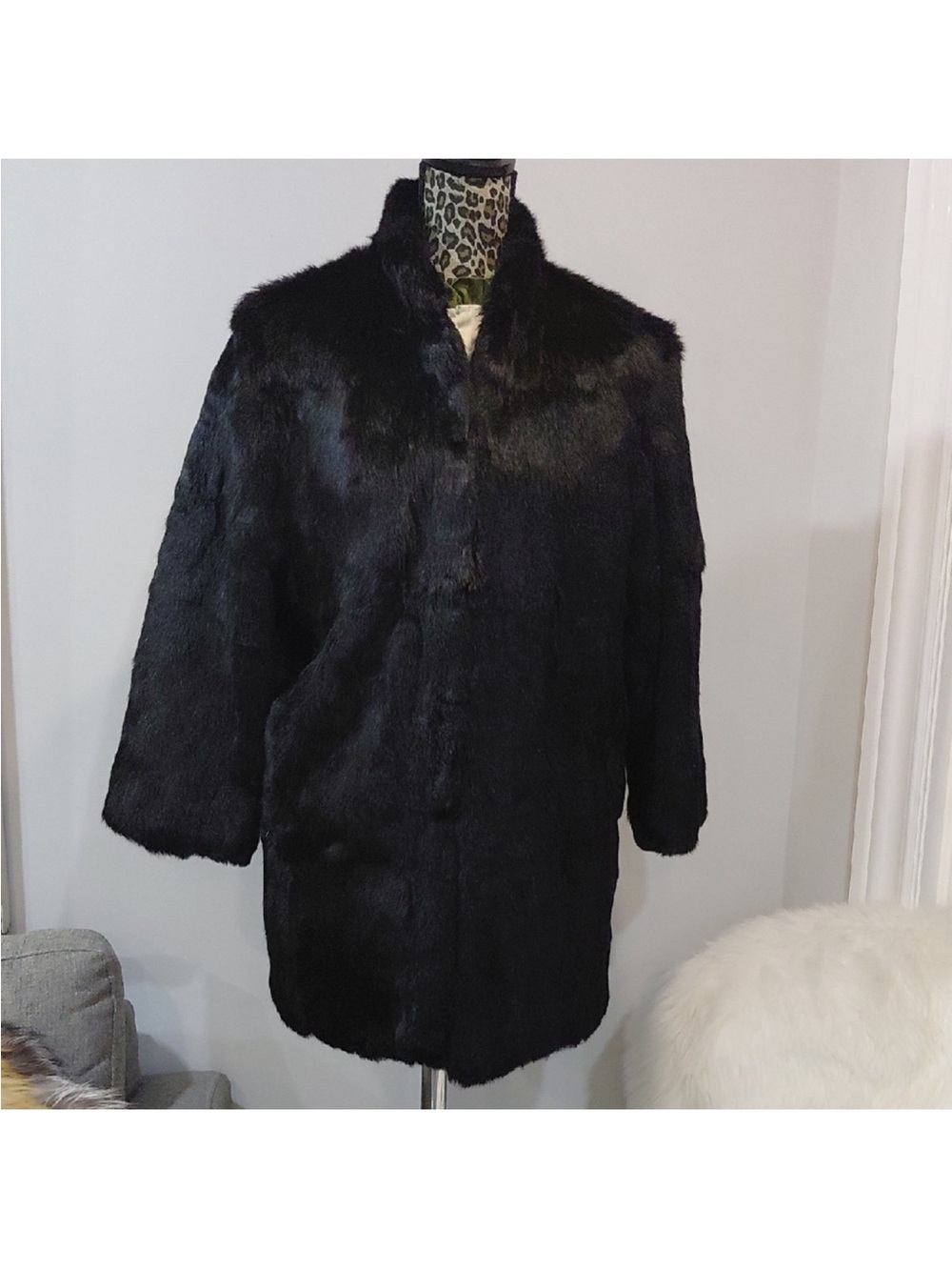 Black Genuine Fur Coat